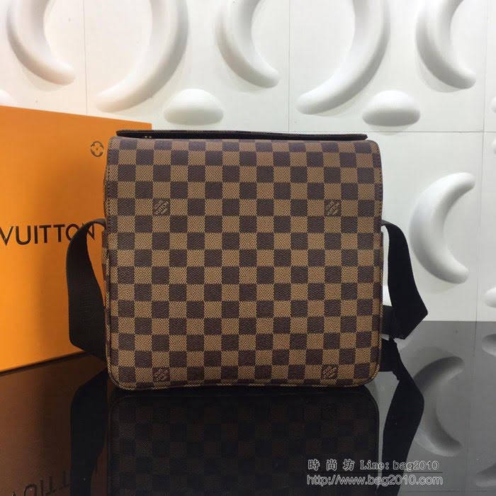 路易威登LV男包 頂級原單 N45255啡格 DaMier帆布 Naviglio信差袋 男士單肩斜挎包  ydh2670